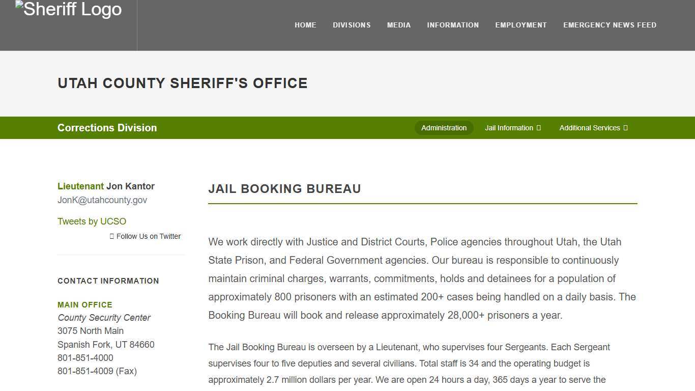 Utah County Sheriff's Office Booking